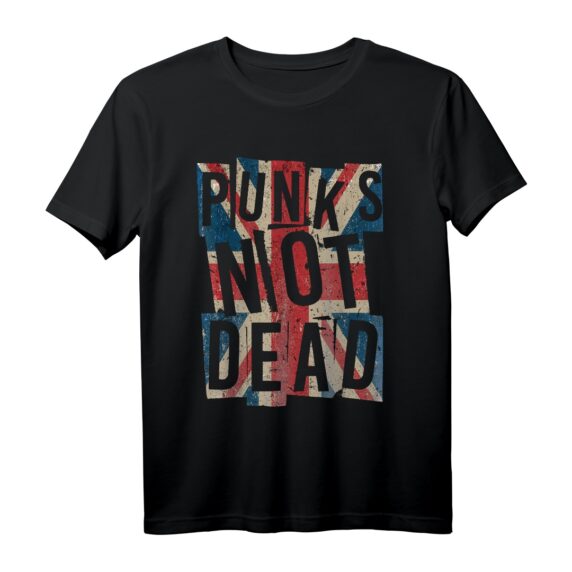 Punks Not Dead - Vintage UK London Flag Punk Is Not Dead T-Shirt für Rock- und Punkfans  Perfektes Festival-Outfit & Geschenk