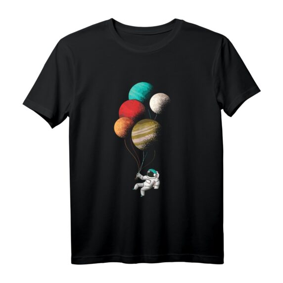 Raumfahrer Planeten Luftballons T-Shirt - Vintage Astronomie Design für Geeks, Sternenfans und Weltraumliebhaber, perfektes Geschenk zu Geburtstag & Weihnachten