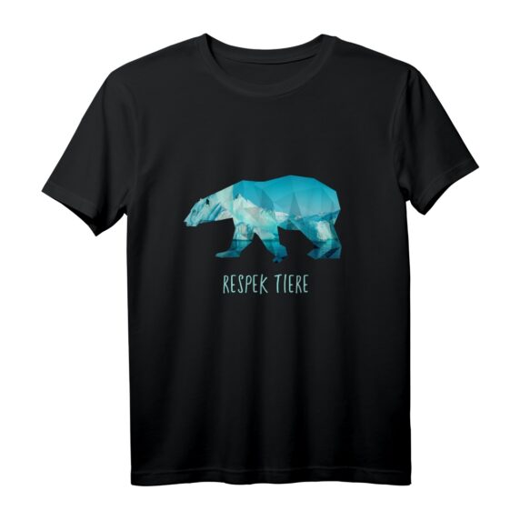 Respektiere Tiere Eisbär Umwelt Aktivist Polygon T-Shirt  Ideal für Klimastreik, Naturschutz & Tierliebhaber als Geschenk