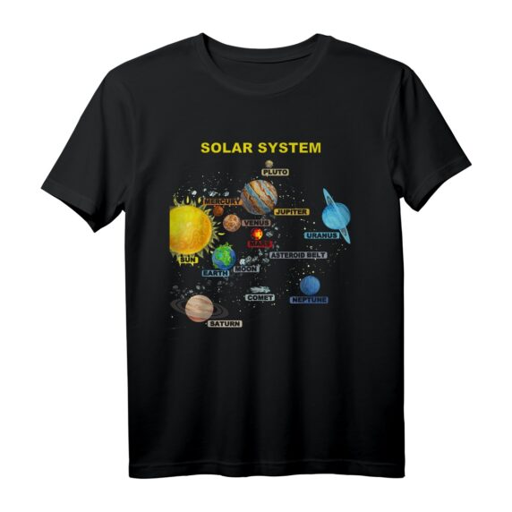 Sonnensystem Grafik-Planeten T-Shirt  Pädagogisches Astronomie Geschenk für Kinder und Weltraum-Enthusiasten