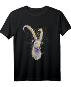Steinbock Astrologie Sternzeichen T-Shirt mit künstlerischer Grafik und bunten Farbspritzern  Perfekt für Astrologie-Fans