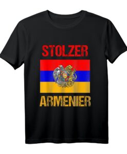 Stolzer Armenier T-Shirt mit Armenien Flagge, Adler und Löwe Wappen  Patriotische Kleidung für Armenier und Freunde der armenischen Kultur