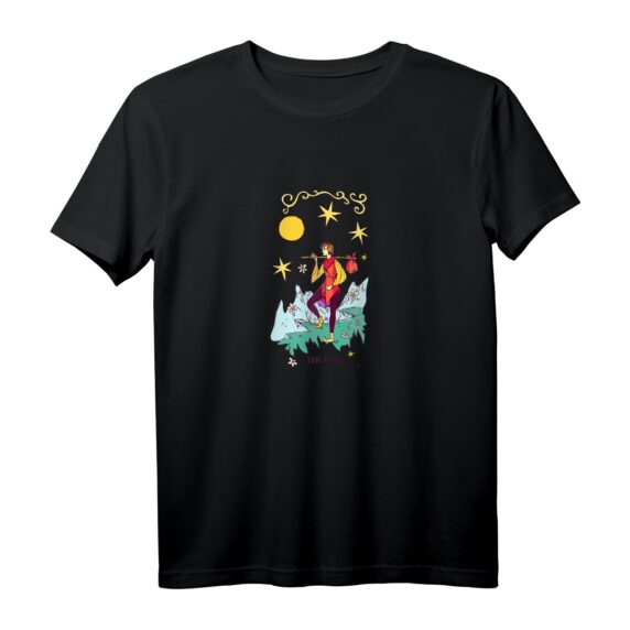 Tarot-Astrologie The Fool T-Shirt  Esoterisches Motiv, klassisch geschnitten, doppelt genähter Saum