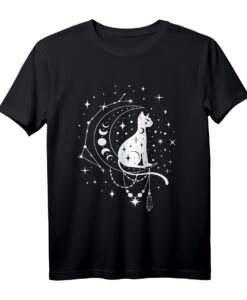 Tarot mit Katze, Mondsichel, Sternen, Astrologie T-Shirt  Spirituelles Design für Kartenleger und Katzenliebhaber