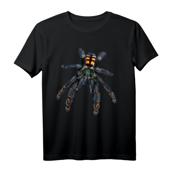 Venezolanische Tarantelspinne, Sonne Tiger (P. Irminia) T-Shirt  Gruselige Gothic-Inspirierte Spinnen Grafik für Festivals, Halloween & dunkle Kunstfans